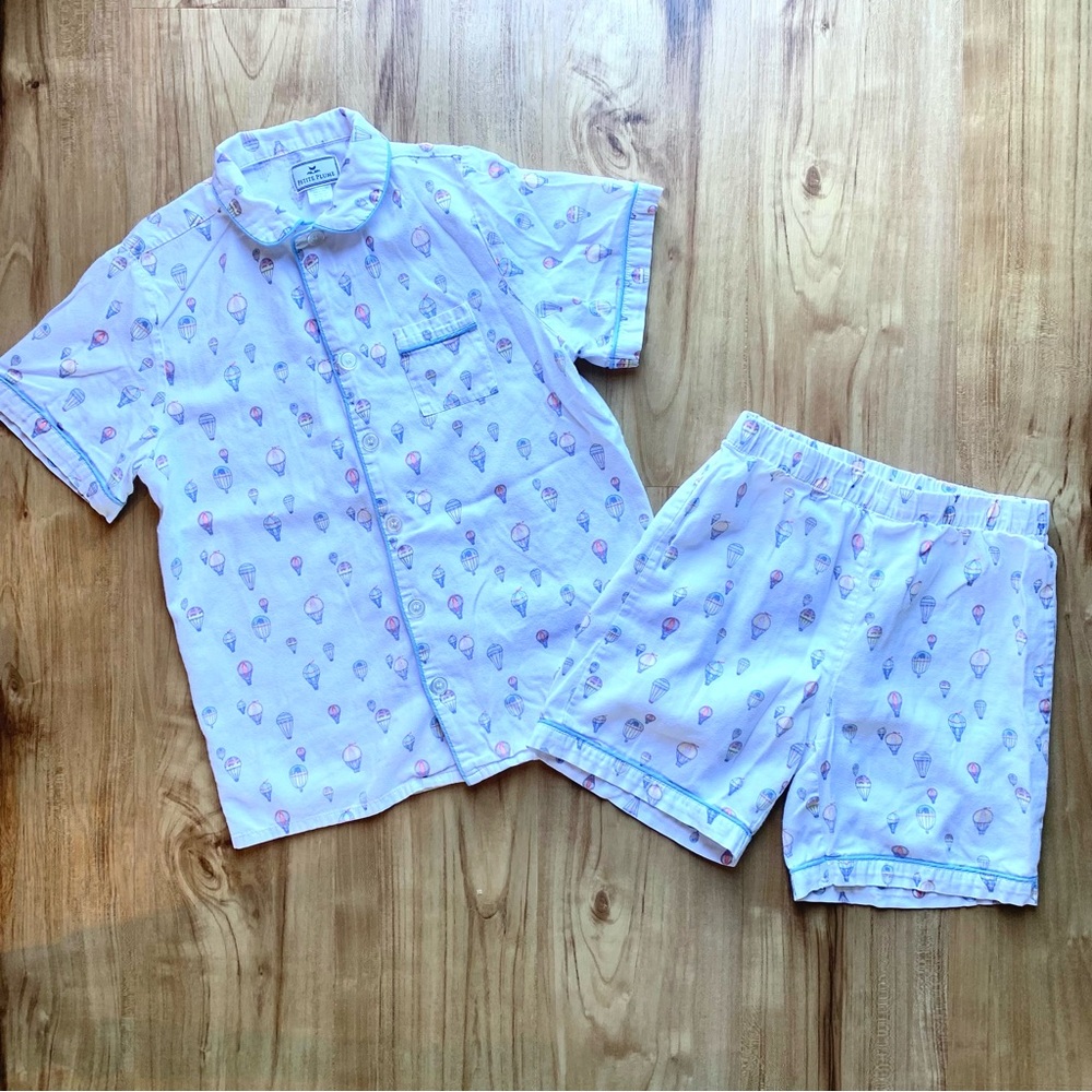 Petite Plume Kid’s Twill Pajama Short Set in Hot Air Balloon
